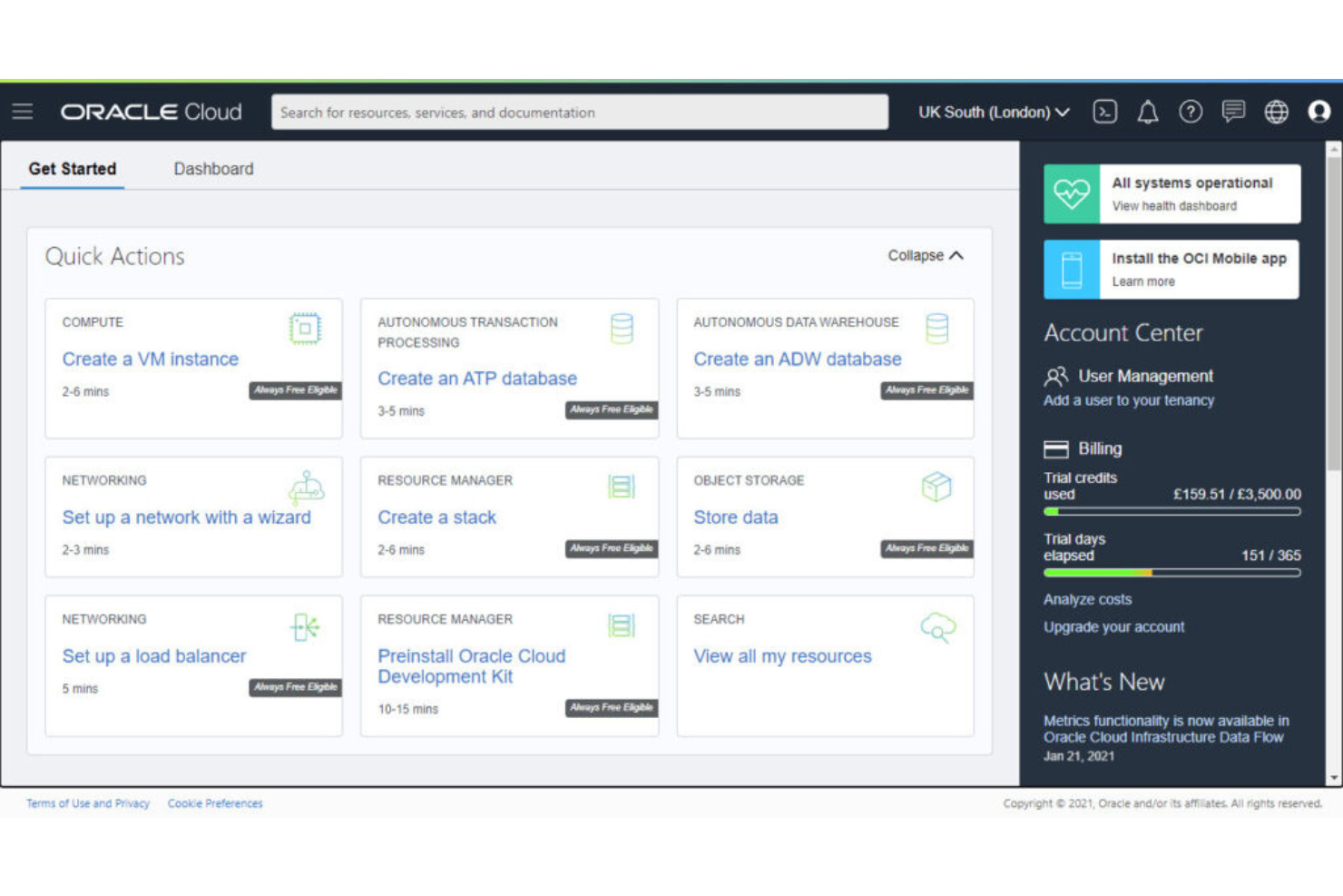Oracle Cloud Infrastructure screenshot - Les 10 meilleurs outils de gestion du cloud de 2026
