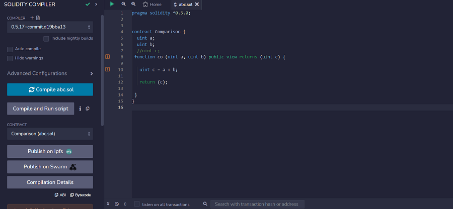 Solidity screenshot - 10 Beste Blockchain-Tools, um Ihre Projekte zu verbessern