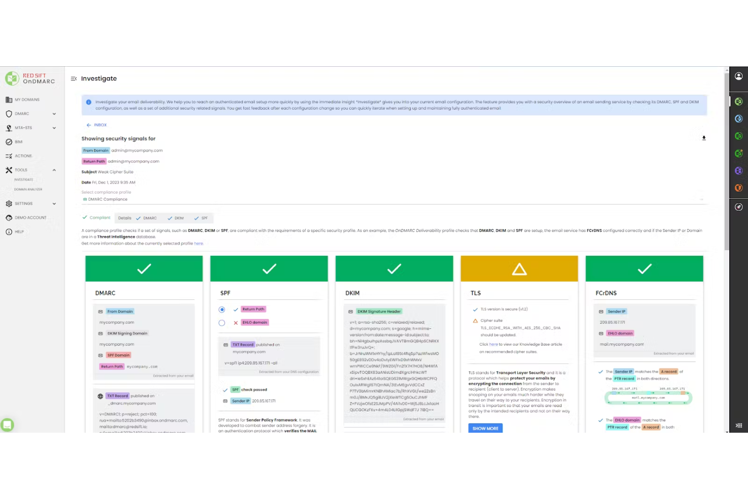 OnDMARC screenshot - Top 10 E-Mail-Verschlüsselungsdienste von 2026