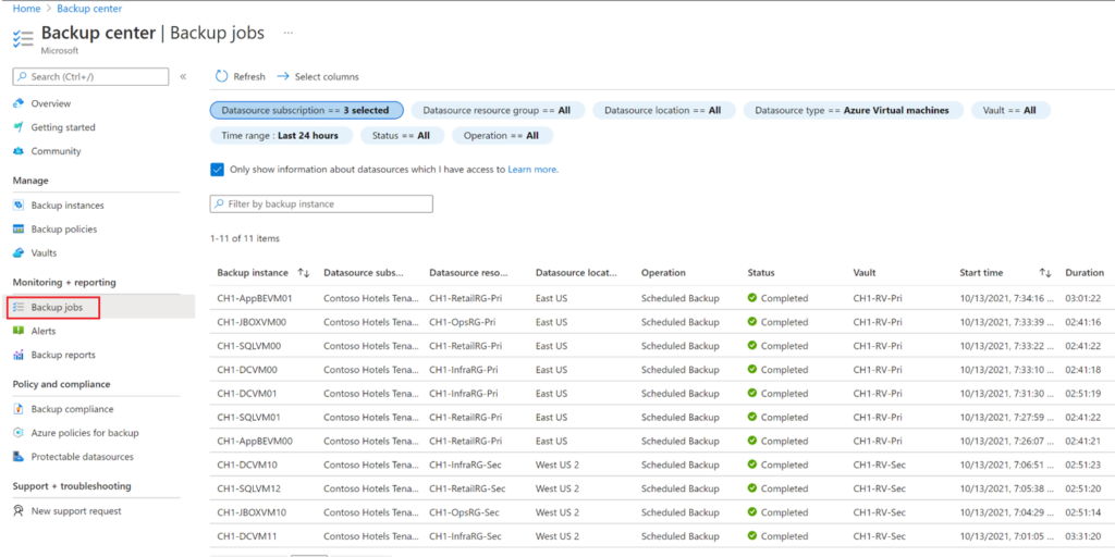 Azure Backup screenshot - À la découverte des 10 meilleures solutions de sauvegarde cloud