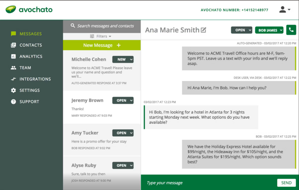 Avochato screenshot - 10 Beste Cloud-Kommunikationsplattformen im Test 2026