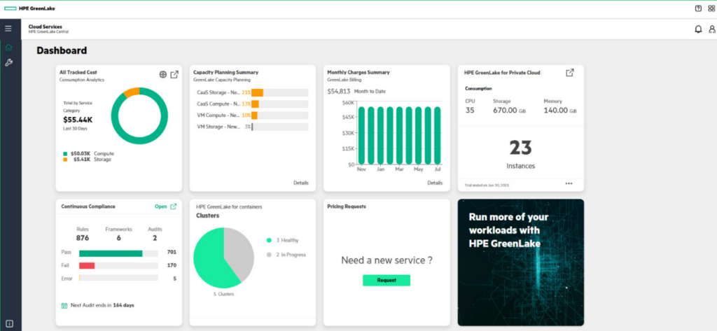 HPE GreenLake screenshot - 10 meilleures plateformes de communication cloud passées en revue en 2026