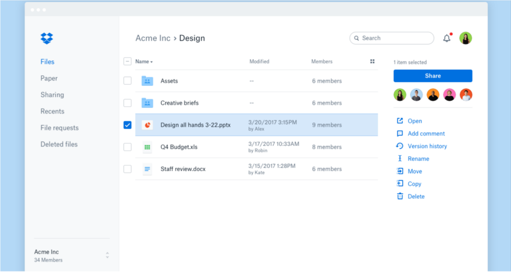 Dropbox screenshot - Entdecke die 10 besten Cloud-Backup-Lösungen