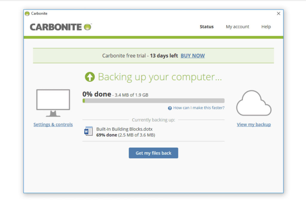 Carbonite screenshot - Entdecke die 10 besten Cloud-Backup-Lösungen