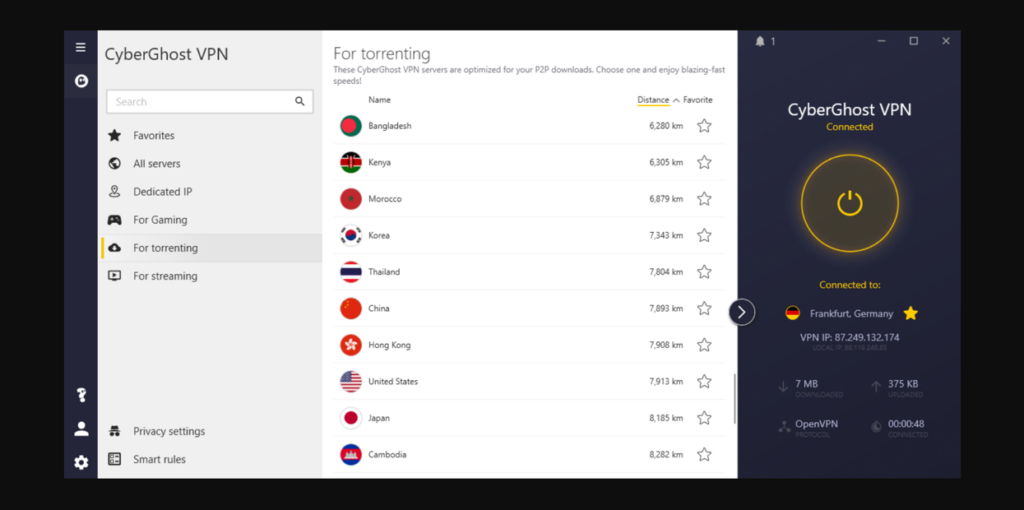 CyberGhost Business VPN screenshot - 2026 Leitfaden zu den 10 besten Business-VPNs