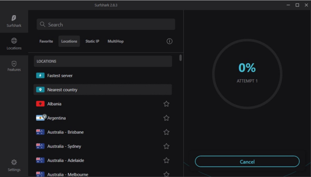 Surfshark screenshot - Guide 2026 des 10 meilleurs VPN pour entreprises