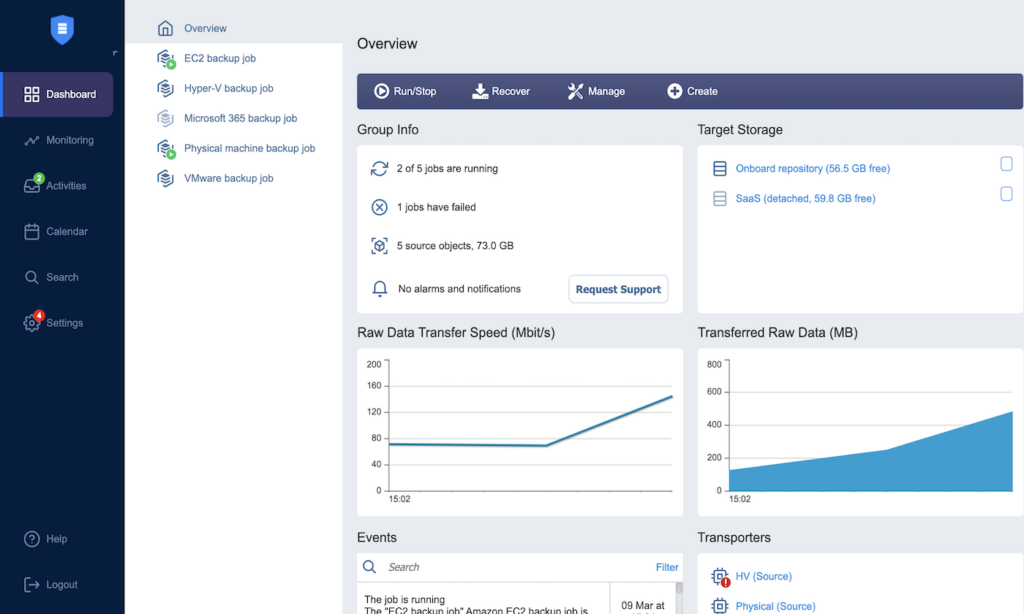NAKIVO screenshot - 10 beste Backup-Programme, die 2026 den Markt anführen