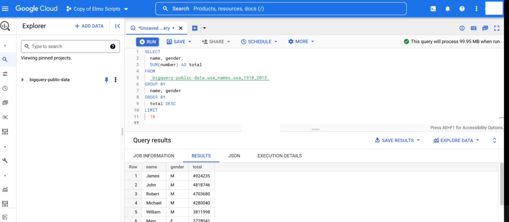 Google Cloud BigQuery screenshot - 10 Meilleurs Logiciels d’Analyse de Big Data à Ne Pas Manquer
