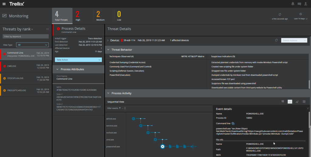 Trellix Endpoint Security screenshot - 10 meilleurs outils EDR examinés en 2026