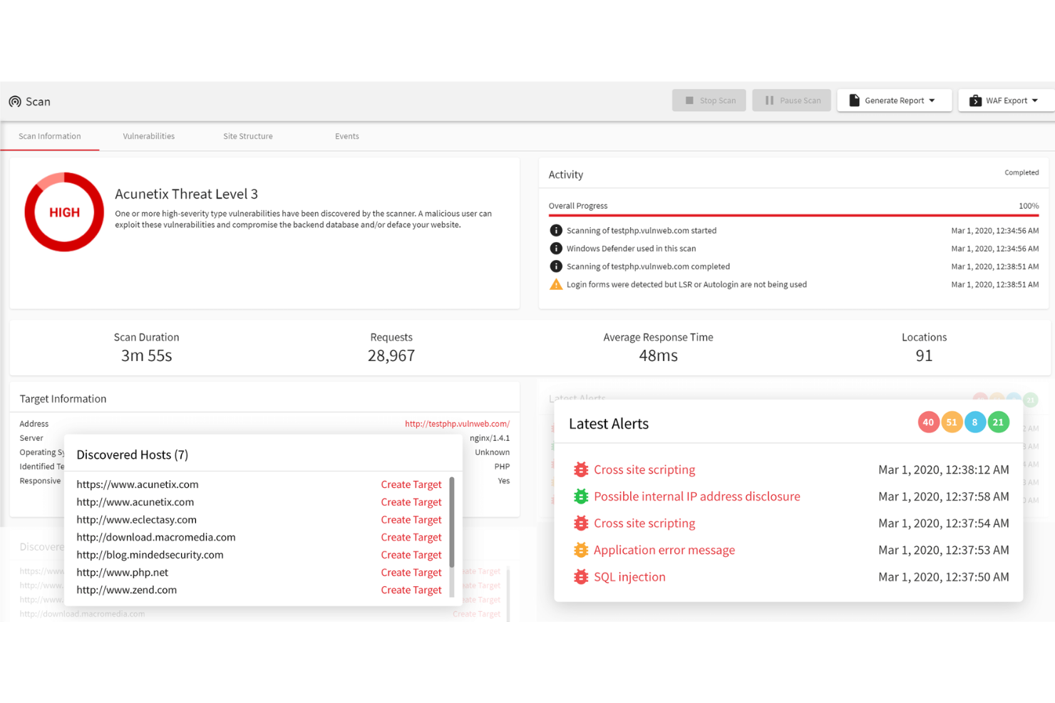 Acunetix screenshot - 10 meilleurs outils de sécurité API : Guide complet 2026