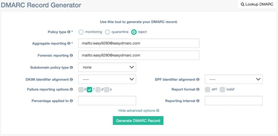 EasyDMARC screenshot - Un examen détaillé des 10 meilleures solutions logicielles DMARC