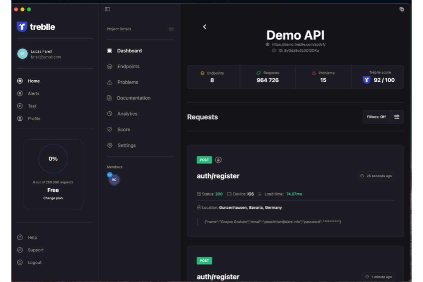 Treblle screenshot - Ihr Leitfaden zu den 10 besten Tools zur API-Überwachung im Jahr 2026