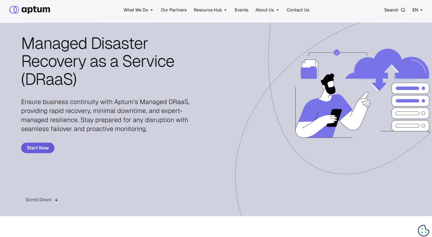 Aptum screenshot - Entschlüsselung der 10 besten Disaster-Recovery-Services im Jahr 2026