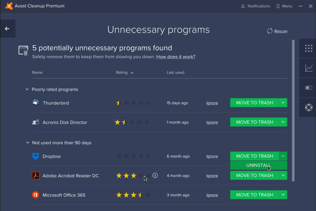 Avast Cleanup screenshot - Platzsparer: Die besten 10 Festplattenbereinigungsprogramme 2026