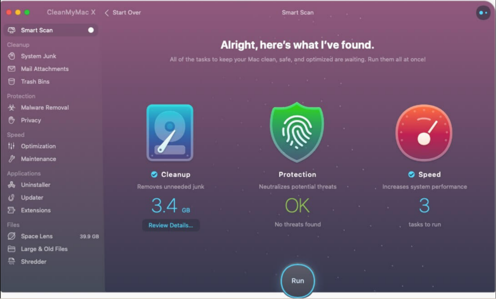 CleanMyMac X screenshot - Platzsparer: Die besten 10 Festplattenbereinigungsprogramme 2026