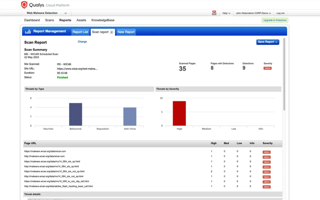 Qualys Web Application Scanning screenshot - 10 meilleurs outils DAST évalués en 2026