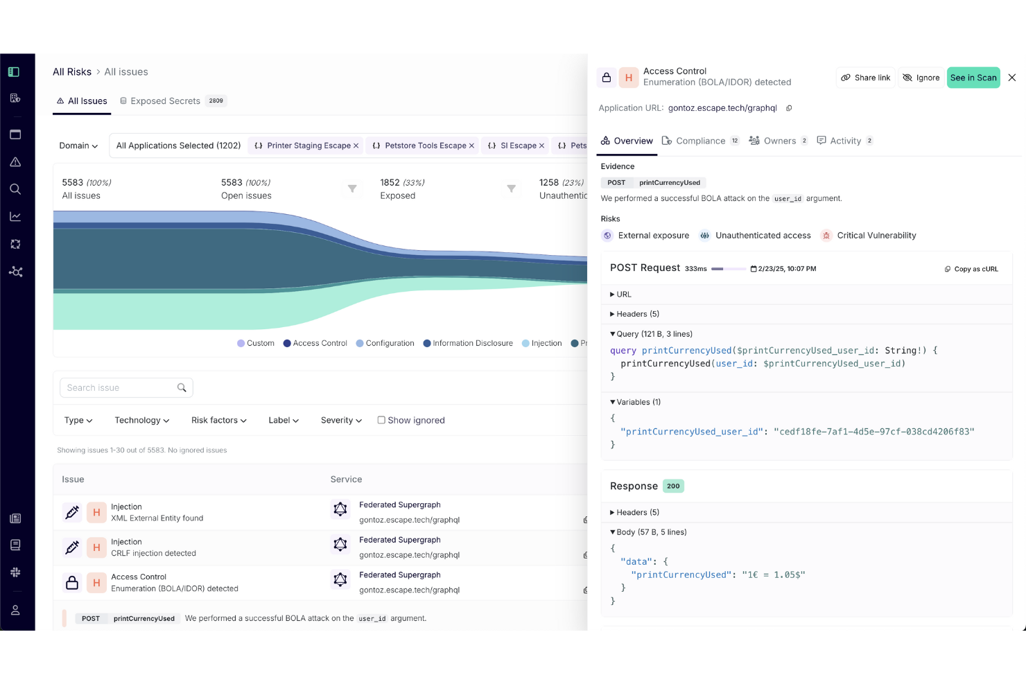 Escape screenshot - 10 meilleurs outils DAST évalués en 2026