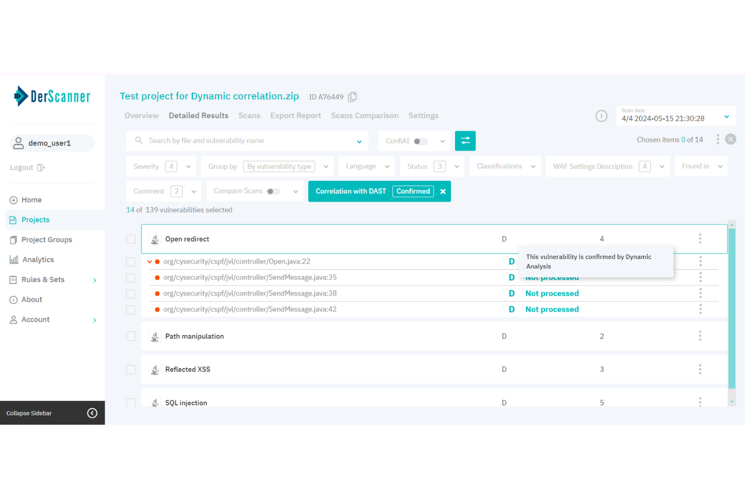 DerScanner screenshot - 10 meilleurs outils DAST évalués en 2026