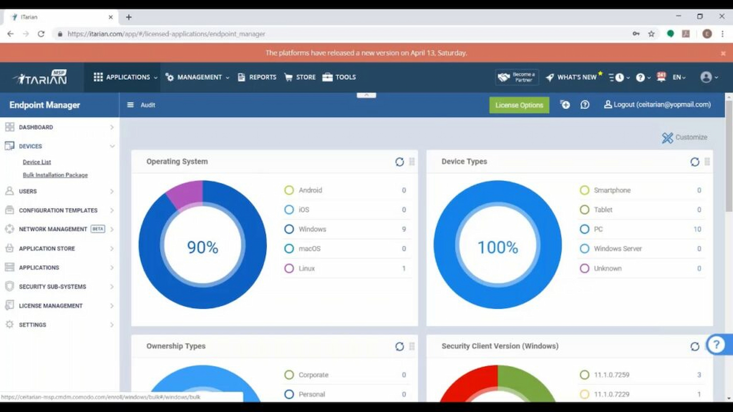 ITarian RMM screenshot - Leitfaden zu den 20 besten RMM-Softwarelösungen 2026