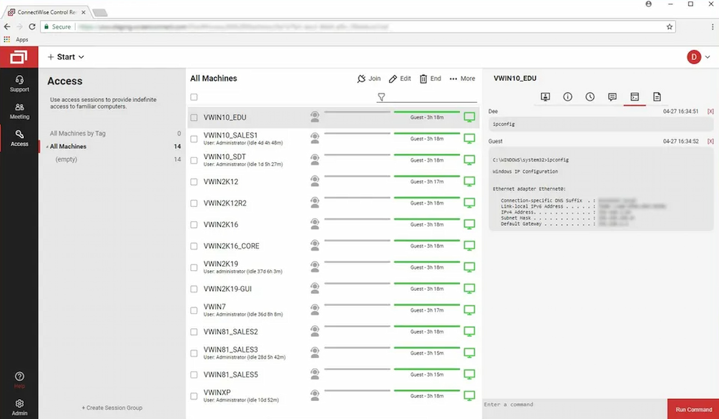 ConnectWise Control screenshot - Command Central: 10 beste Remote-Desktop-Programme 2026