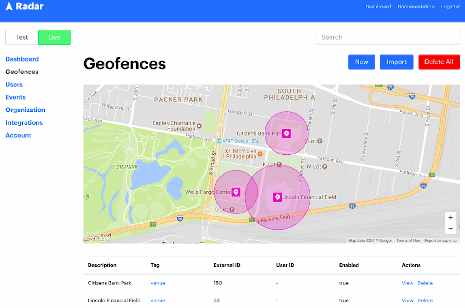 Radar screenshot - Zukunft gestalten: 10 beste Geofencing-Softwarelösungen 2026