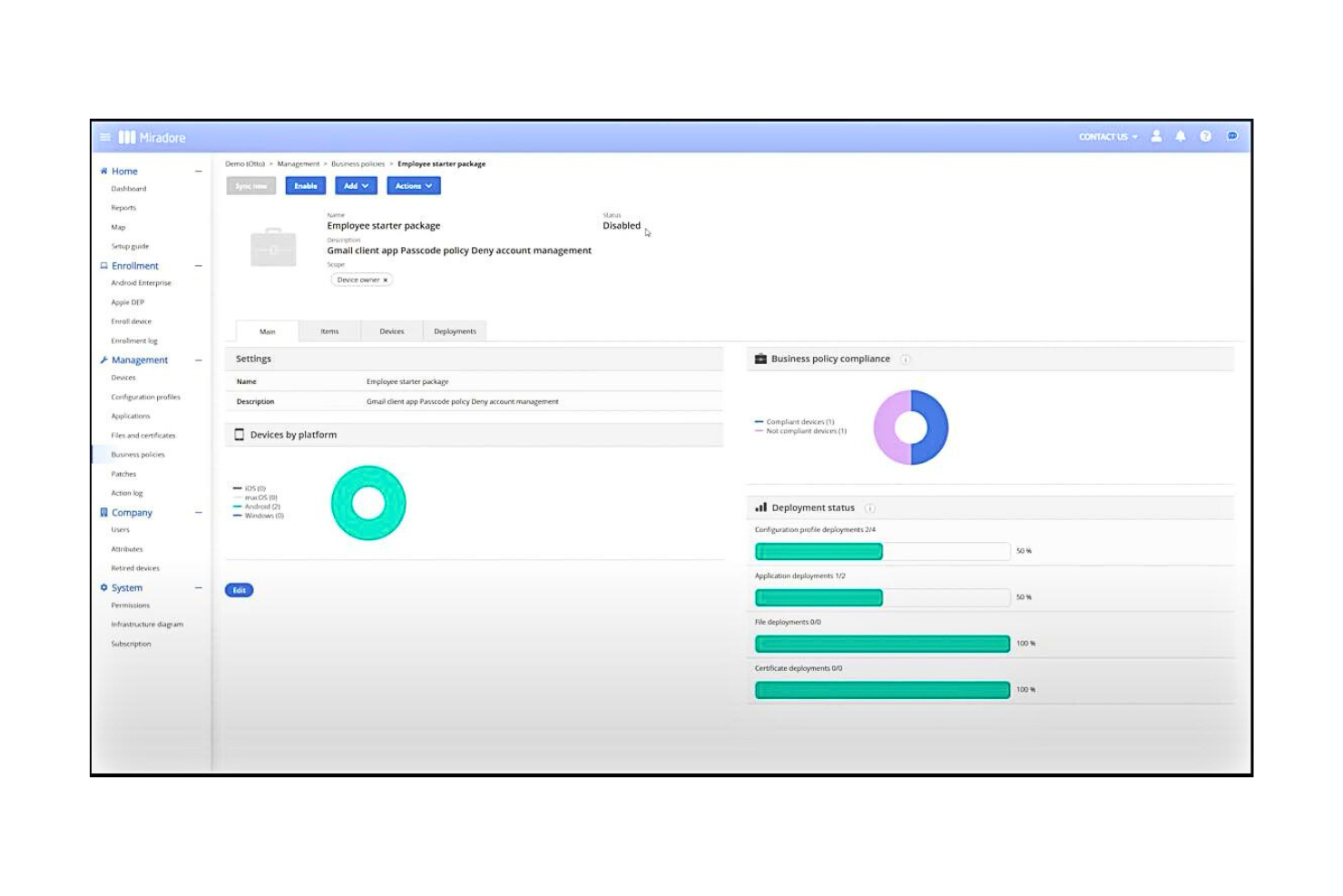 Miradore screenshot - Les 10 Meilleures Solutions Logicielles MDM en 2026