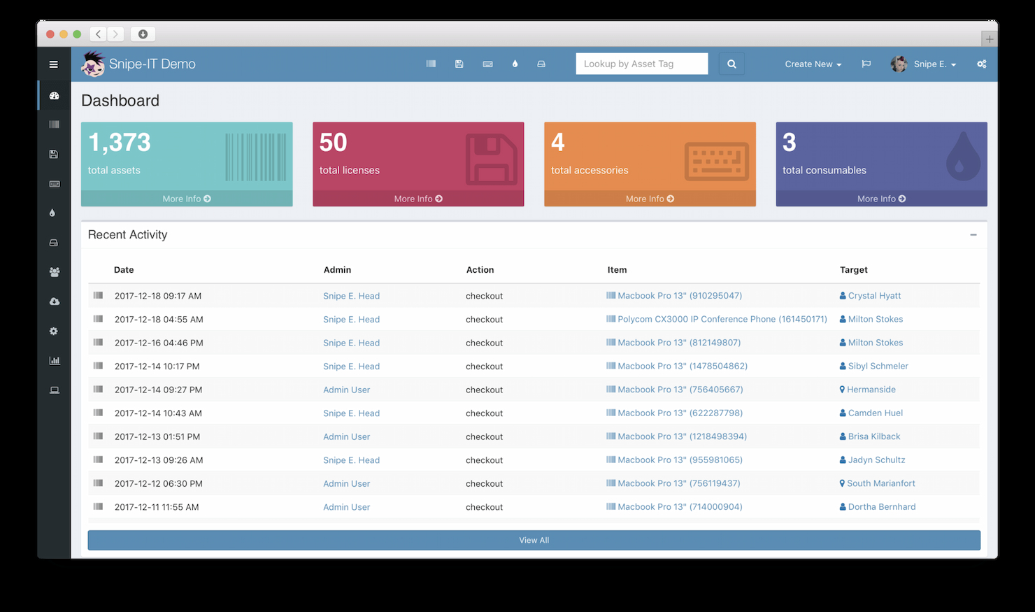 Snipe-IT screenshot - 20 Meilleurs Logiciels de Gestion d’Actifs pour les Équipes Informatiques en 2026