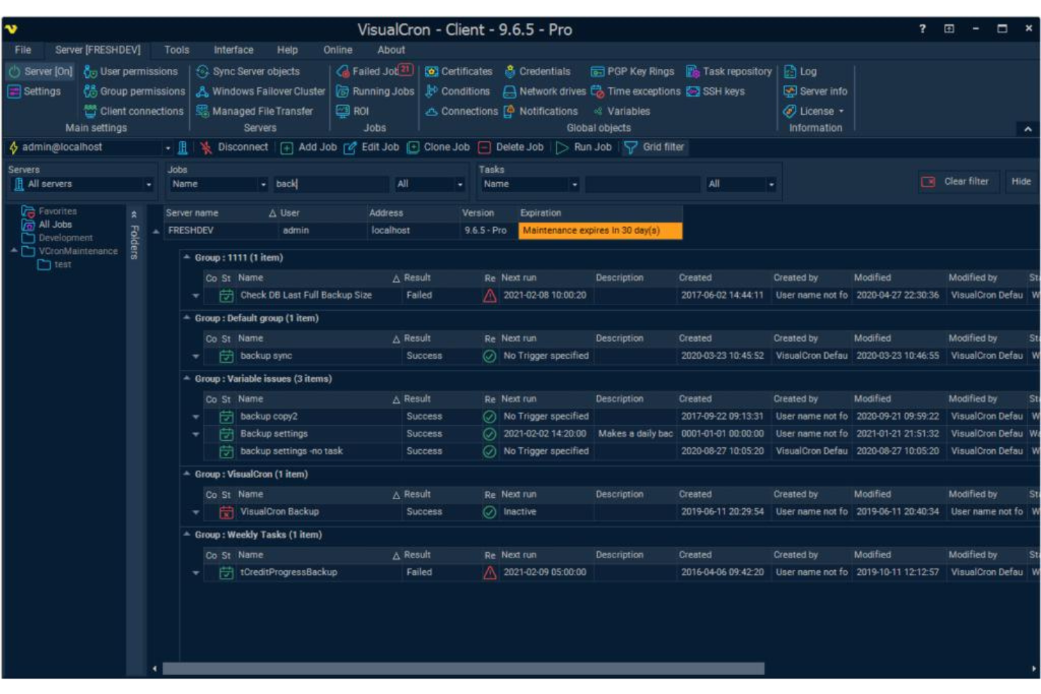VisualCron screenshot - Leitfaden zu den 1 besten Workload-Automatisierungssoftwares im Jahr 2026