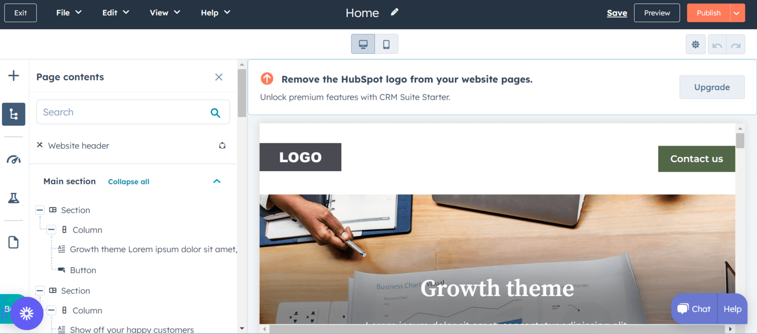 HubSpot CMS Hub screenshot - 12 meilleurs logiciels de développement de sites web pour 2026