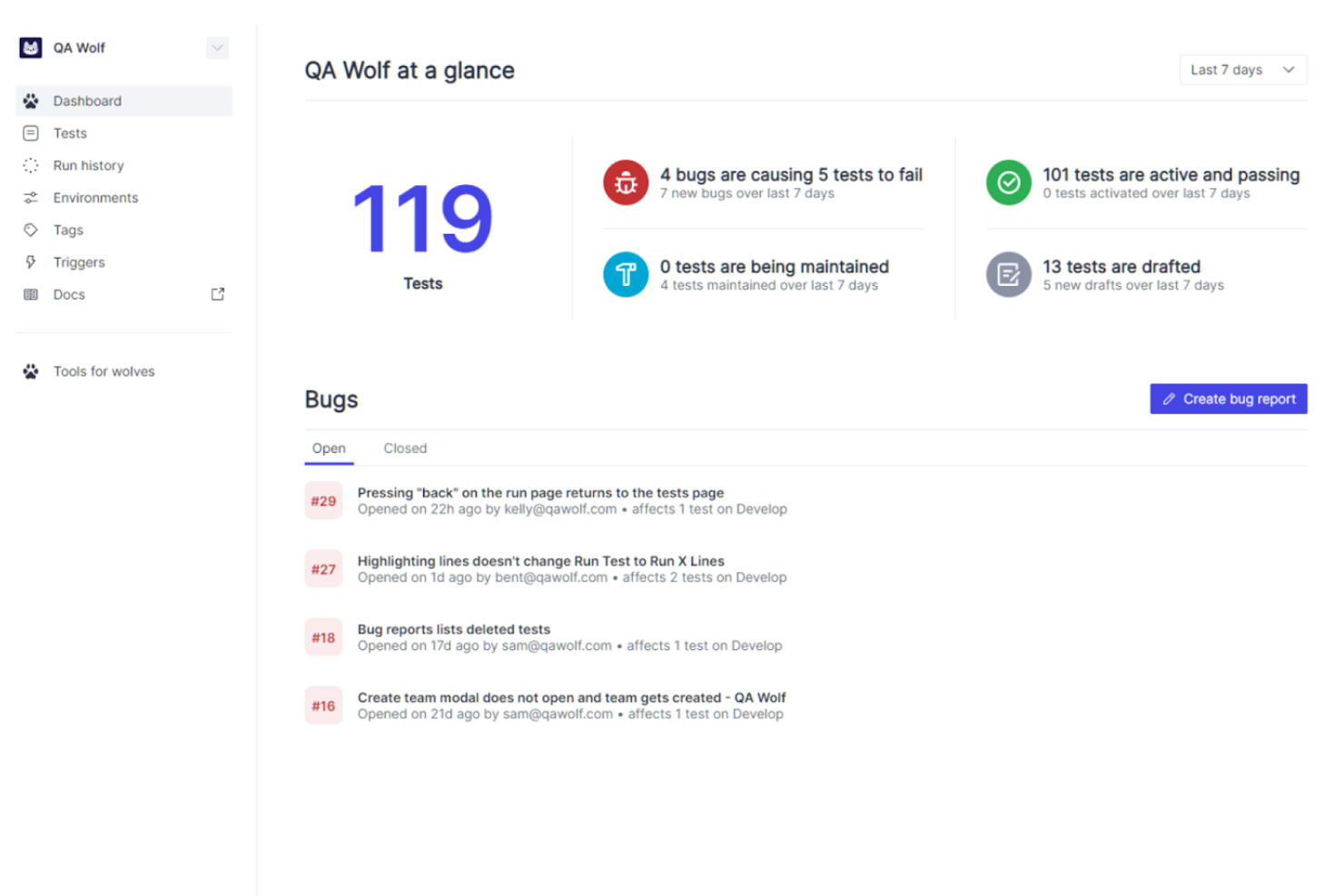 QA Wolf screenshot - 12 beste Webentwicklungs-Tools im Test für 2026