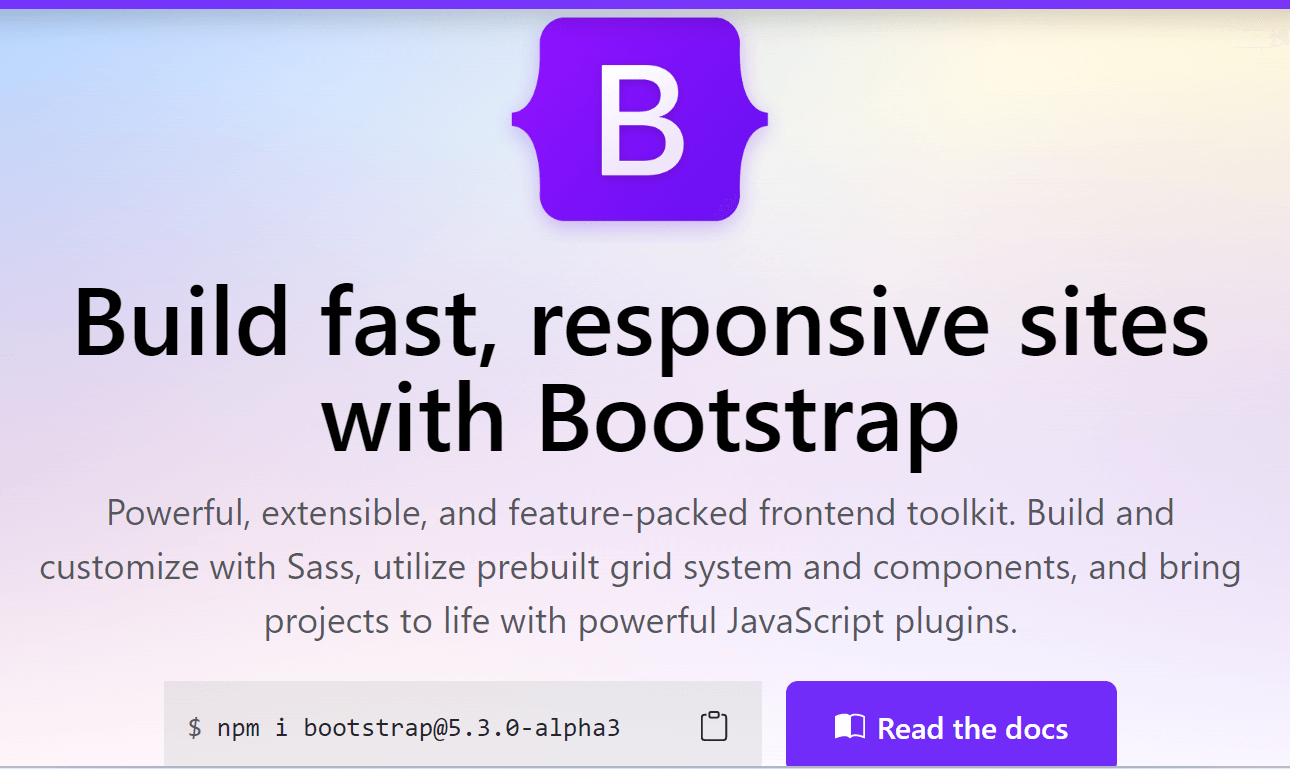 Bootstrap screenshot - 12 Beste Softwarelösungen für die Website-Entwicklung 2026