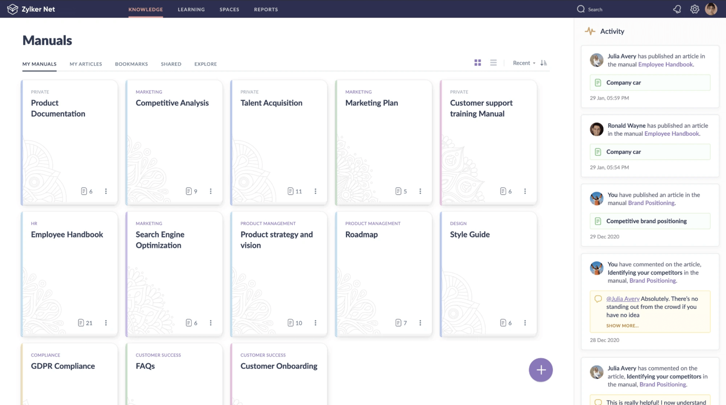 Zoho Learn screenshot - 15 Beste Dokumentationssoftware im Test für 2026