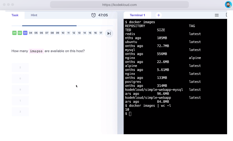 Kodekloud screenshot - 10 Meilleurs Logiciels de Laboratoires Informatiques Virtuels Passés en Revue en 2026