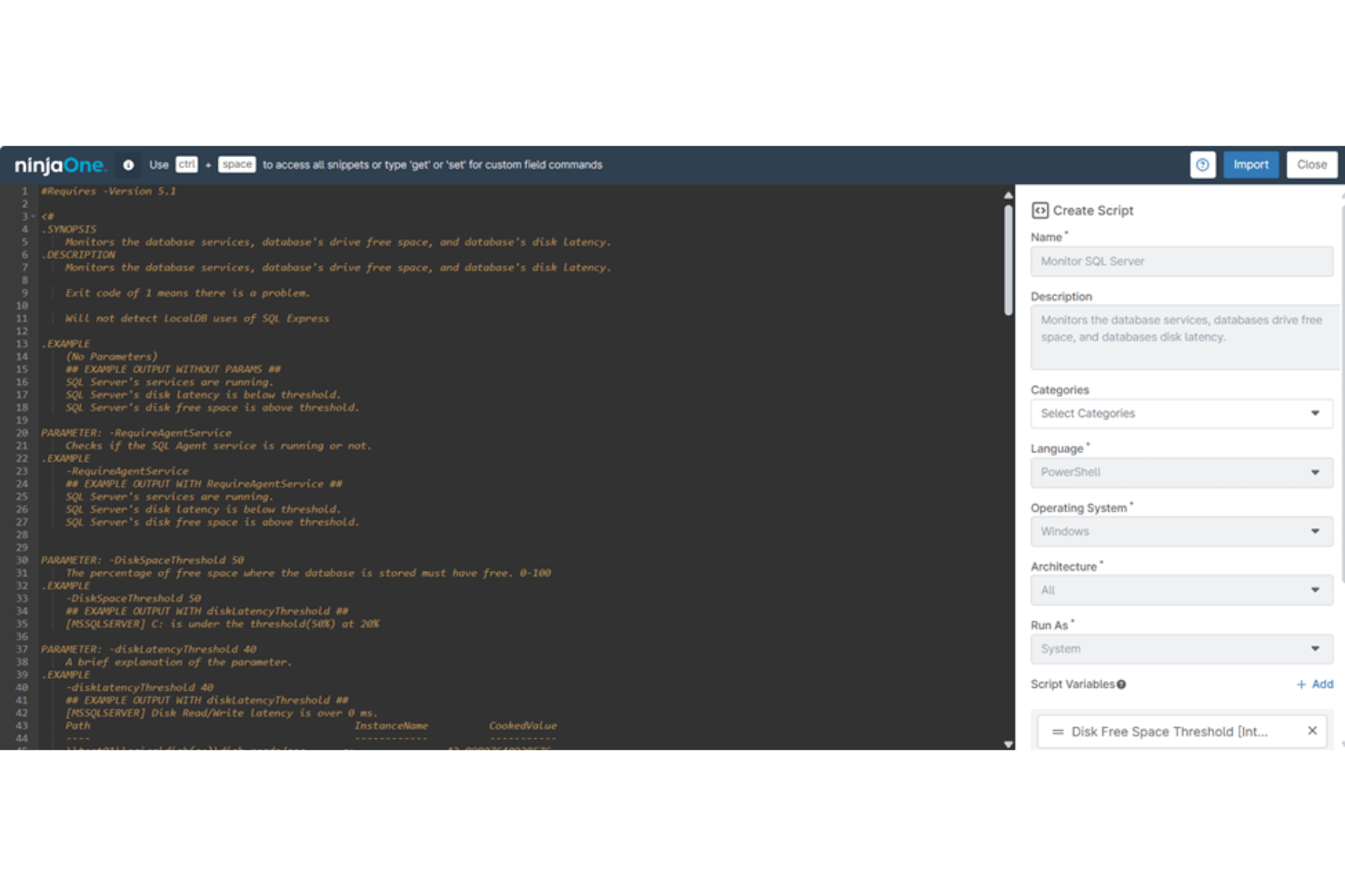 NinjaOne screenshot - 10 meilleurs outils de requête SQL évalués en 2026