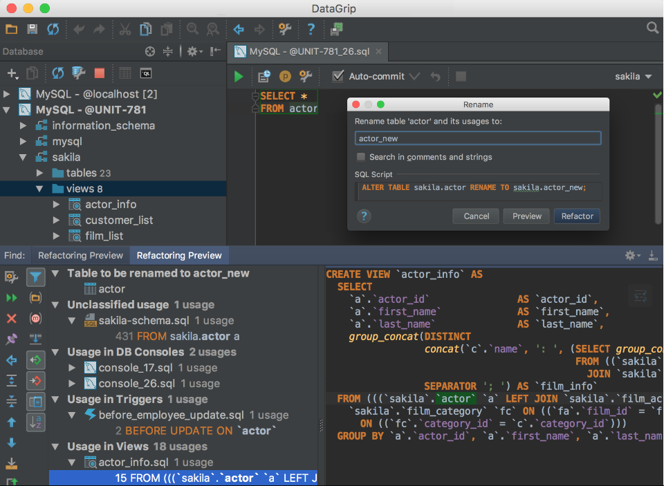 JetBrains DataGrip screenshot - 1 beste SQL-Abfrage-Tools im Test 2026