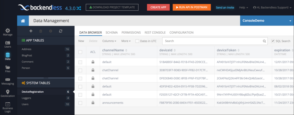 Backendless screenshot - 10 Meilleurs Logiciels MBaaS Passés en Revue pour 2026
