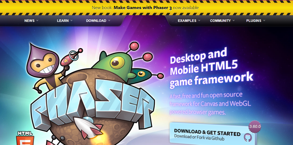 Phaser screenshot - 12 Meilleurs Logiciels de Développement de Jeux d’Entreprise en 2026