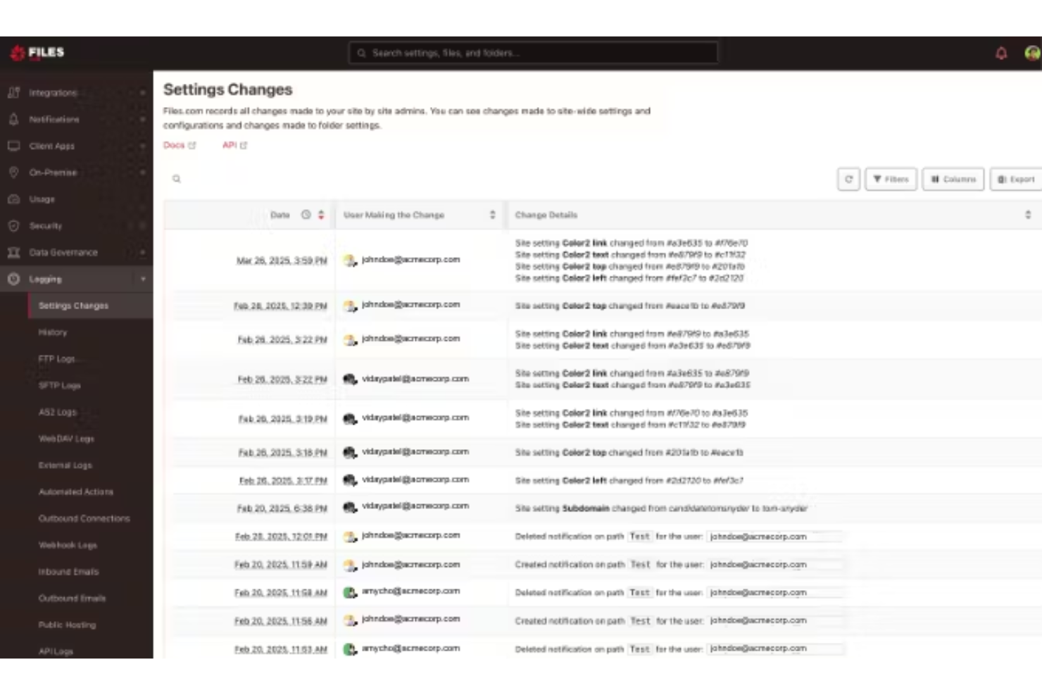 Files.com screenshot - 12 Meilleurs Logiciels d’Infrastructure Informatique Évalués pour 2026