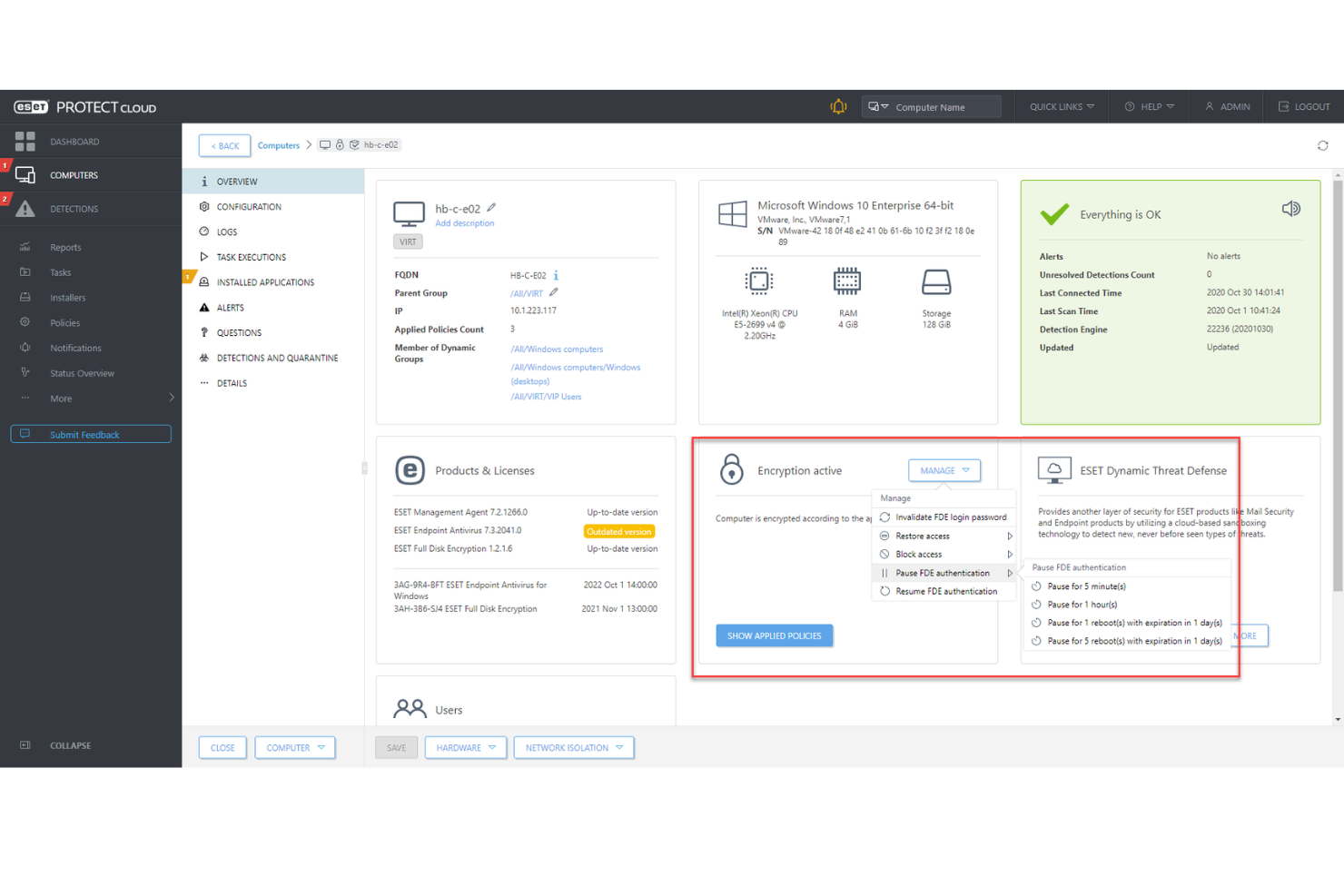 ESET PROTECT Complete screenshot - 10 Beste Verschlüsselungssoftware im Test 2026