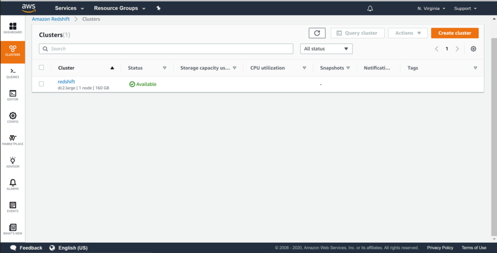 Amazon Redshift screenshot - 10 meilleures solutions de stockage de données d’entreprise évaluées en 2026