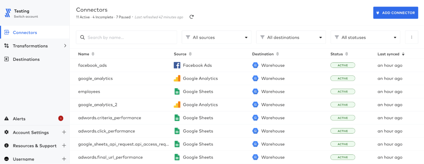 Fivetran screenshot - 1 beste ETL-Tools im Test für 2026