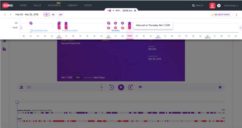 Gong screenshot - 10 Meilleurs Logiciels d’Intelligence Conversationnelle en 2026