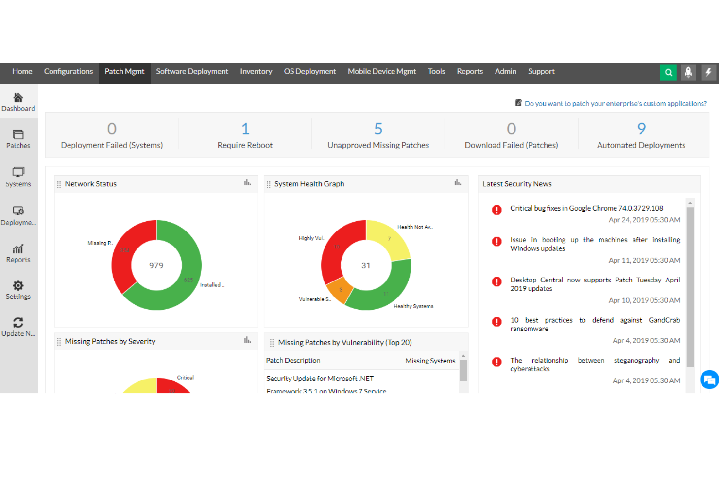 ManageEngine Endpoint Central screenshot - 10 meilleurs outils de sécurité cloud évalués pour 2026