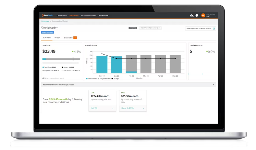 BMC Helix Cloud Cost screenshot - 12 Beste Cloud-Governance-Tools im Test für 2026