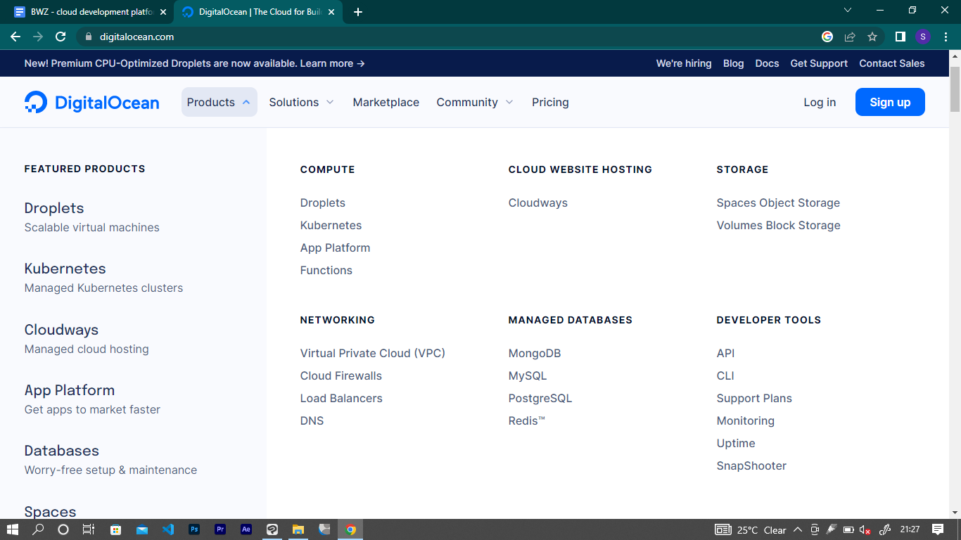 DigitalOcean screenshot - 10 Beste Cloud-Entwicklungsplattformen im Test für 2026