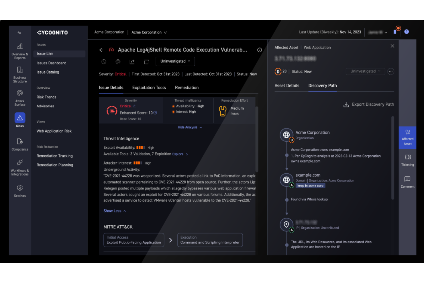 CyCognito screenshot - 10 Meilleurs Outils de Test d’Intrusion d’Entreprise en 2026