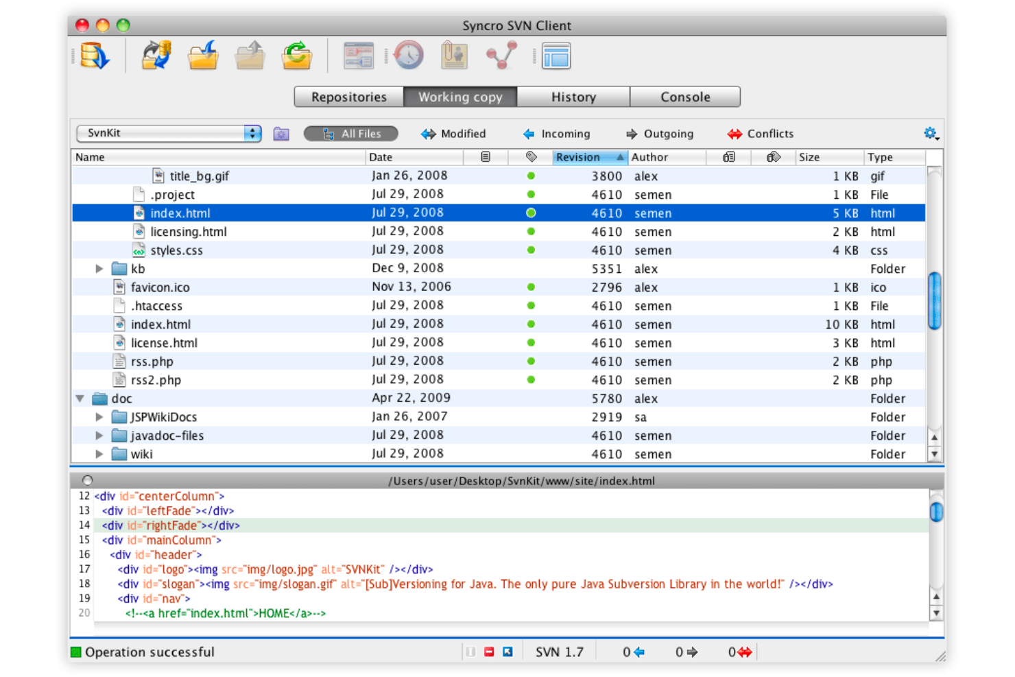 Subversion screenshot - 10 Meilleurs Outils de Gestion de Version Passés en Revue pour 2026