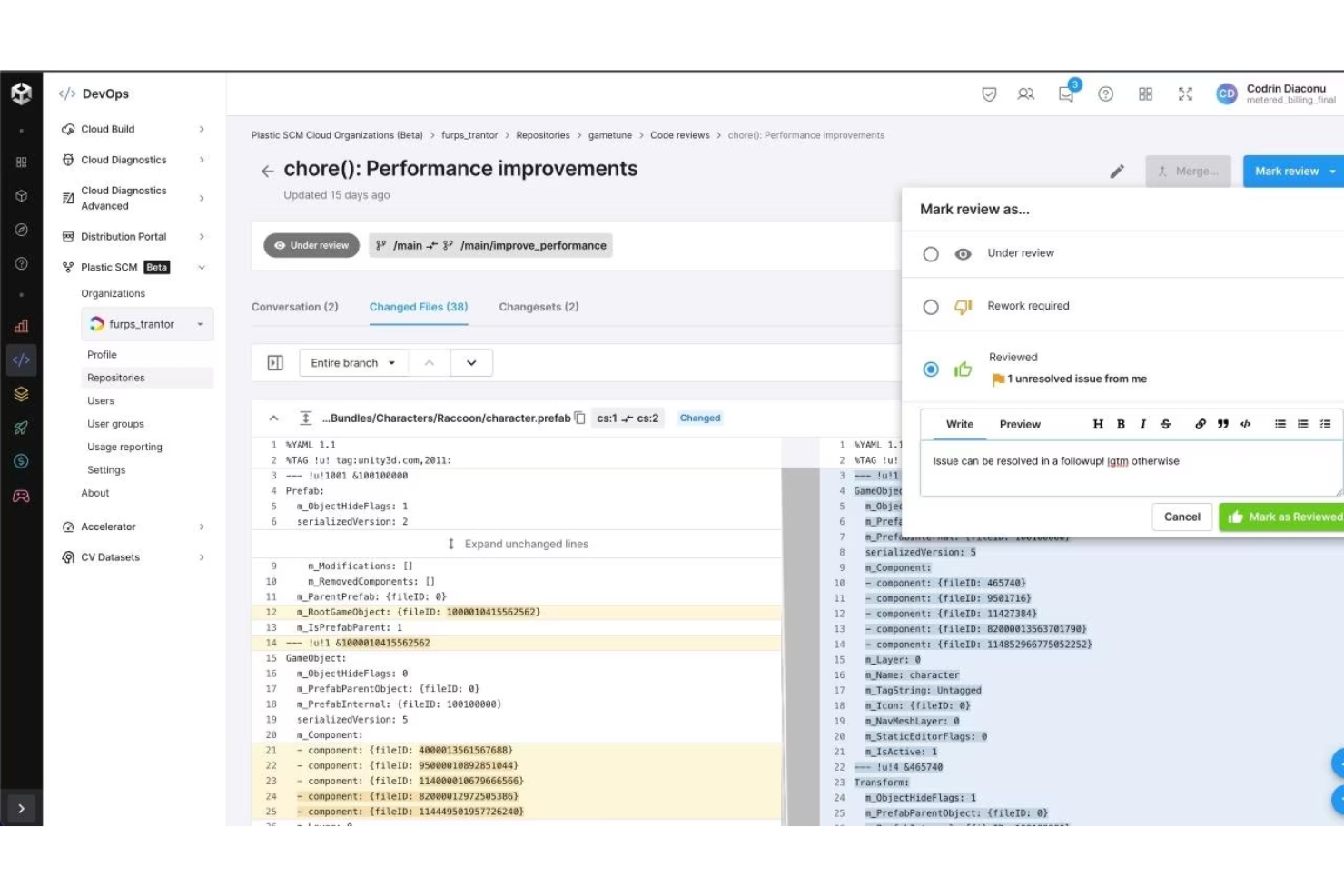 Unity Version Control screenshot - 10 Meilleurs Outils de Gestion de Version Passés en Revue pour 2026