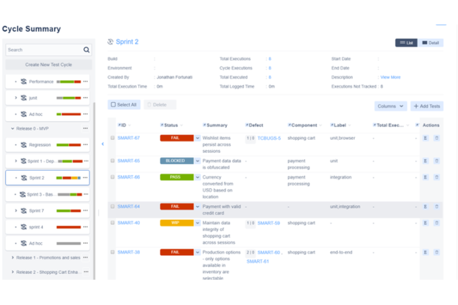 Zephyr screenshot - 10 beste Explorative Testing Tools im Test für 2026