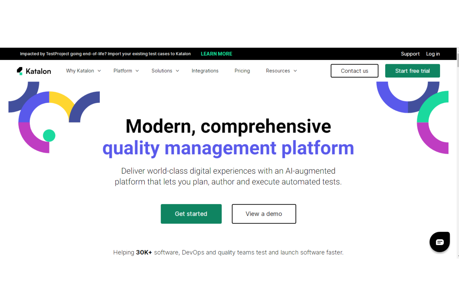 Katalon Studio screenshot - 10 meilleurs outils de test SaaS évalués en 2026